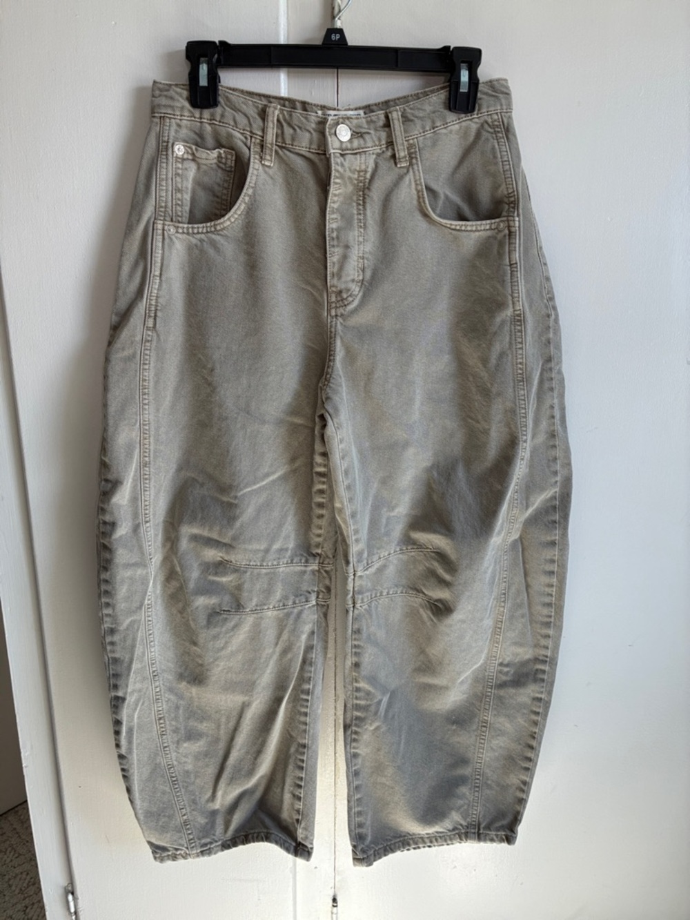 Free People We The Free Taupe Good Luck Mid Rise Barrel Jeans - Picture 5 of 14